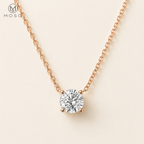 Abigail round moissanite solitaire necklace in rose gold tone