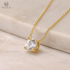 Abigail moissanite solitaire pendant side profile and setting