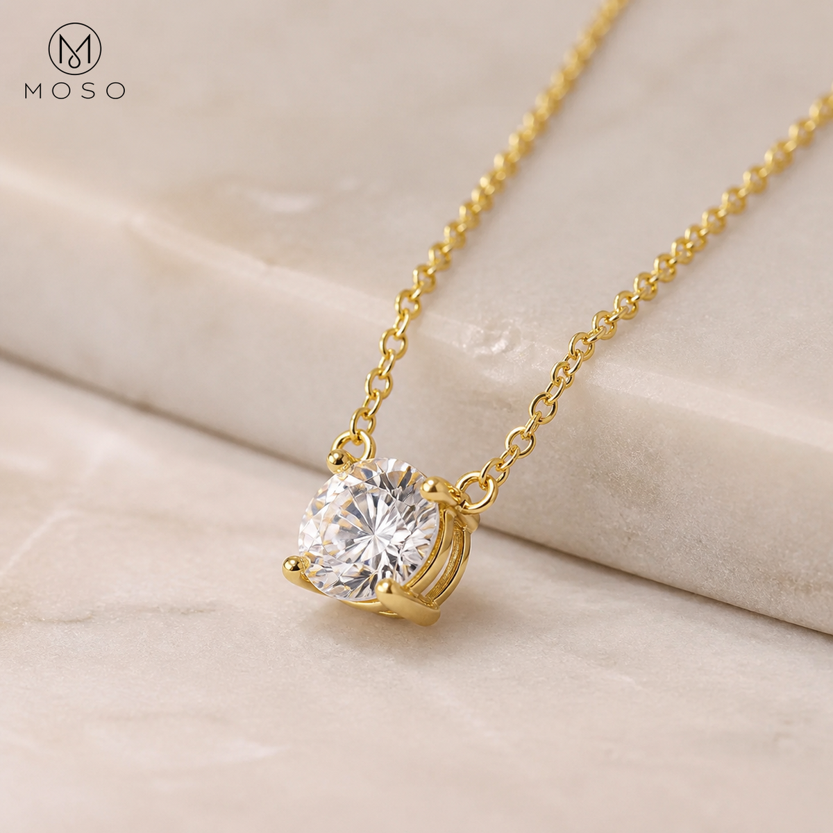 Abigail moissanite solitaire pendant side profile and setting