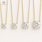 Abigail 1, 2, 3 and 5 carat moissanite necklace size comparison