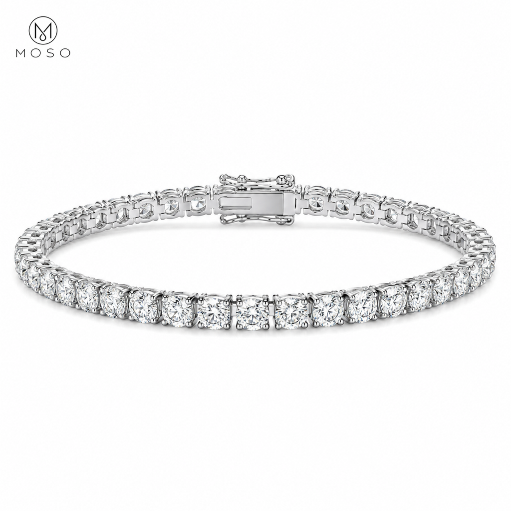 Addison round moissanite tennis bracelet on a clean white background