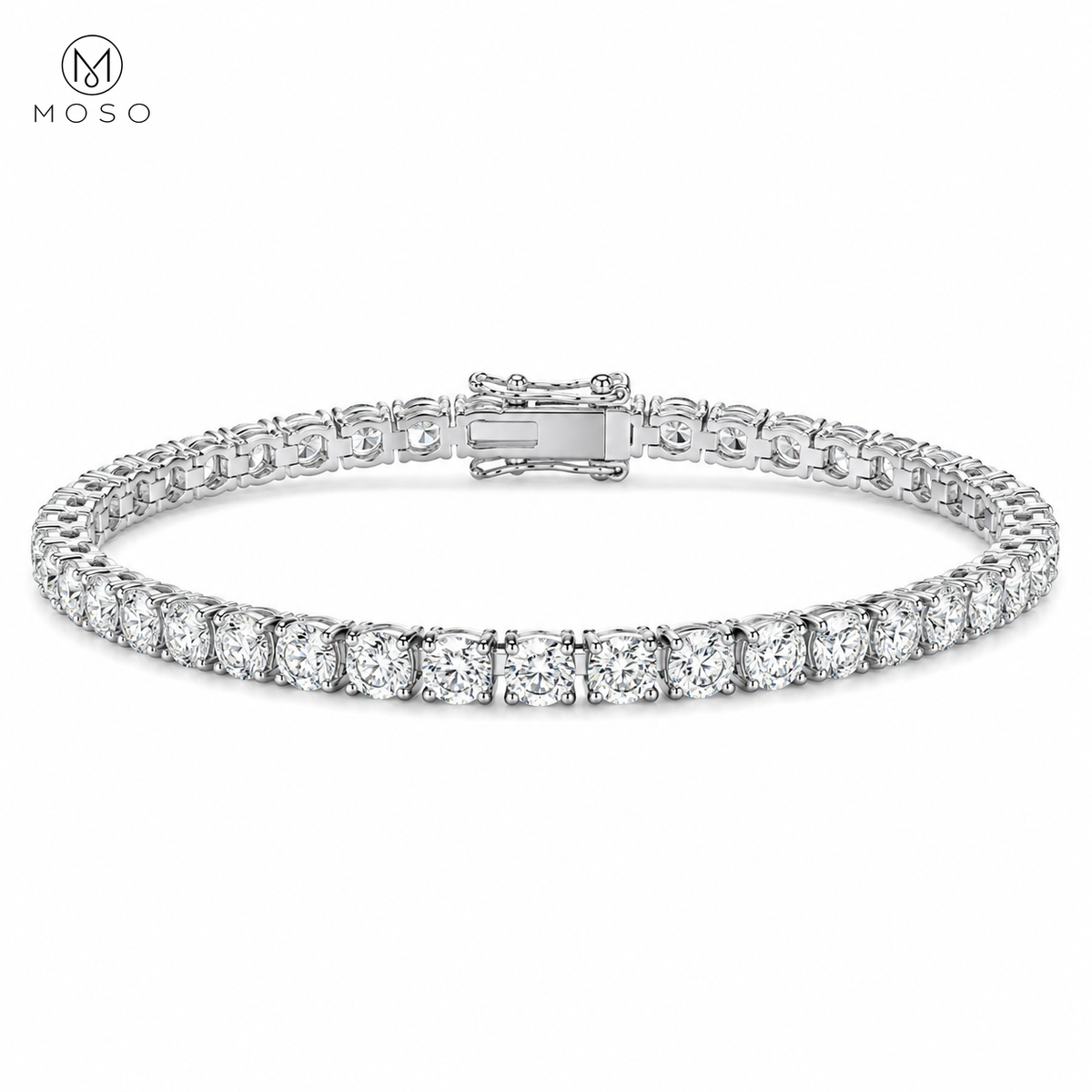 Addison round moissanite tennis bracelet on a clean white background
