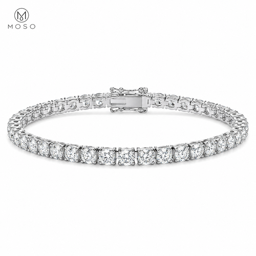 Addison round moissanite tennis bracelet on a clean white background