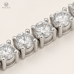 Addison round moissanite tennis bracelet four-prong setting macro