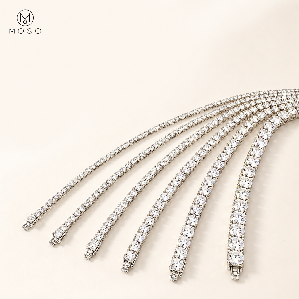 Addison moissanite tennis bracelet stone size range
