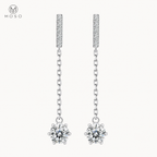 Alice round moissanite chain drop earrings on ivory