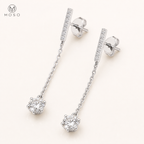 Alice 5mm round moissanite drop earrings in 925 silver