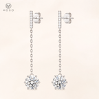 Alice 6.5mm round moissanite long drop earrings
