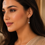 Alice round moissanite chain drop earring styled for evening