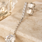 Alice pavé bar and silver chain earring detail