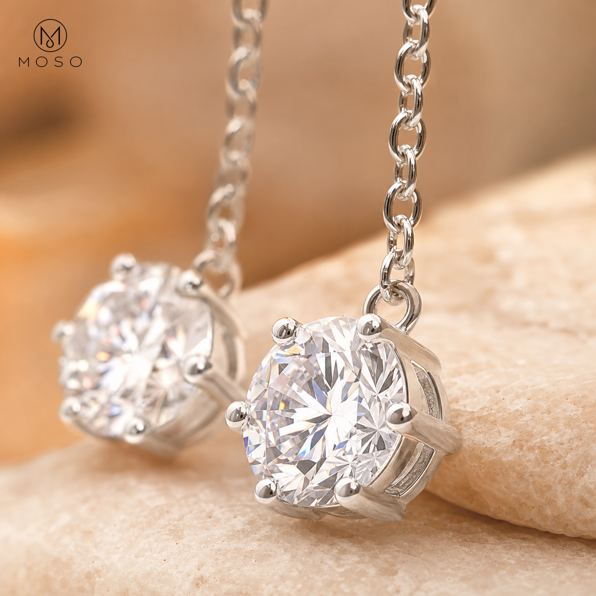 Alice round moissanite six prong setting detail