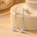 Alice round moissanite long drop earrings editorial