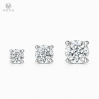 Amelia round moissanite stud earrings representative stone size range