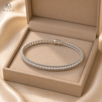 Aria silver tone moissanite bangle in jewelry box