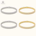 Aria silver and gold tone Moissanite bangle finish options