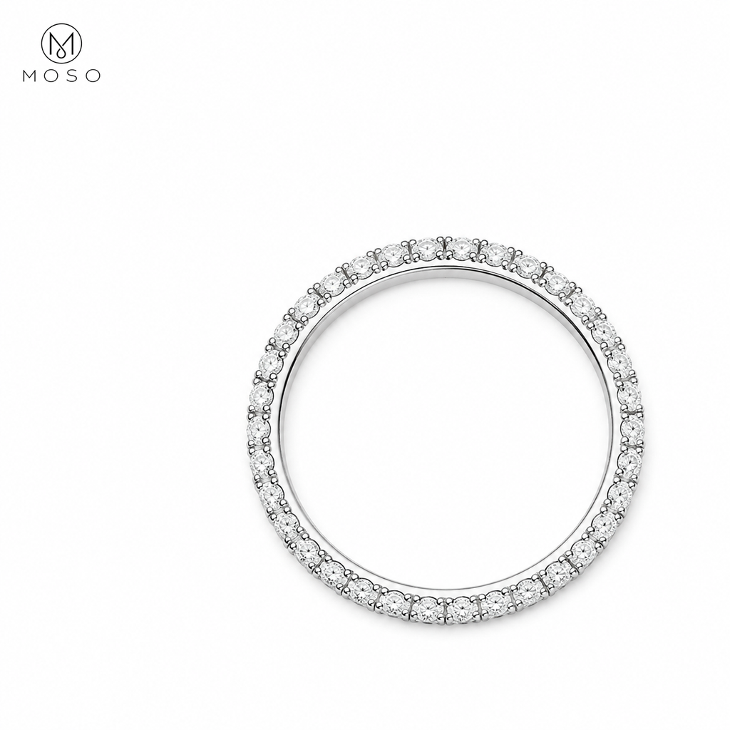 Ashley 2mm round moissanite full eternity ring top view