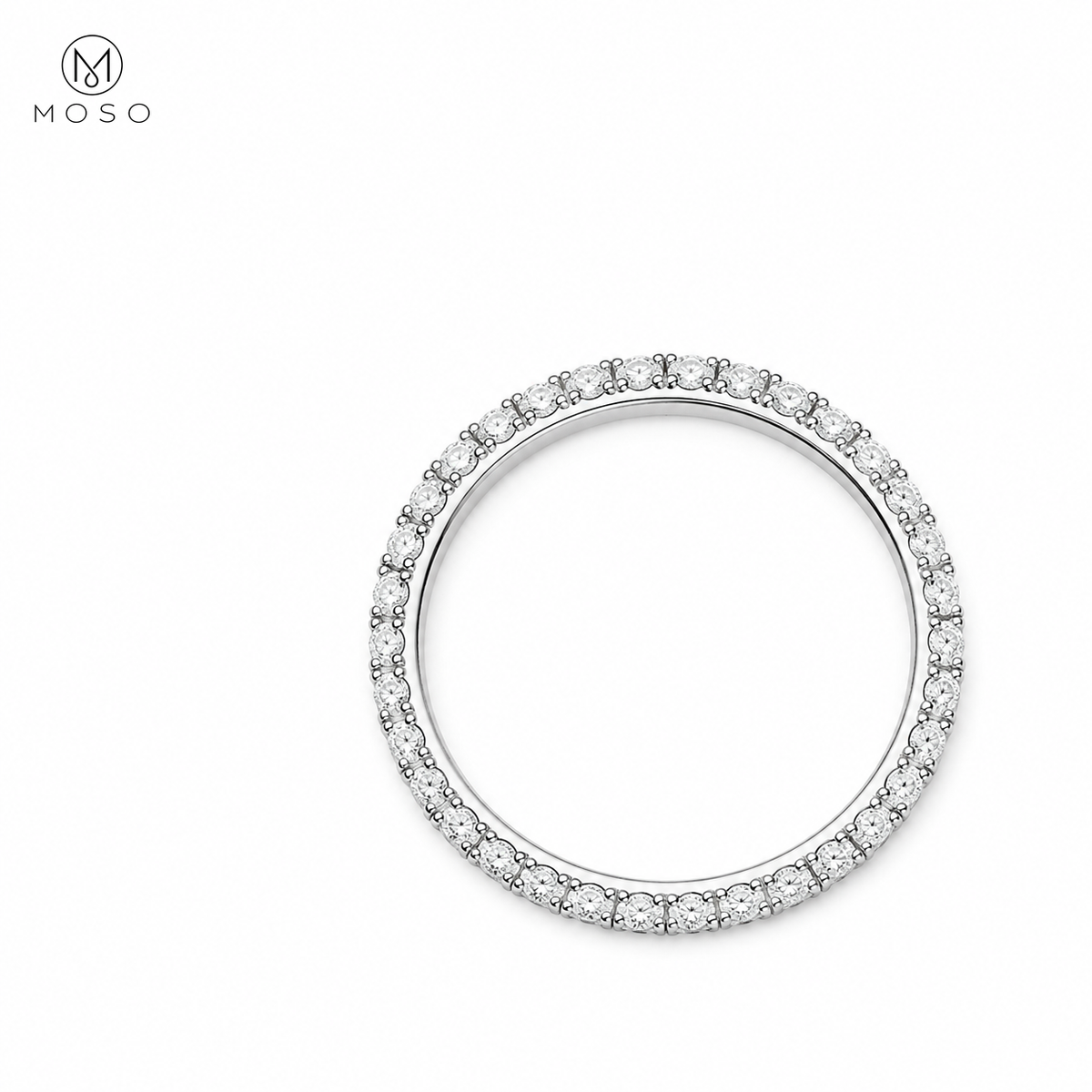 Ashley 2mm round moissanite full eternity ring top view