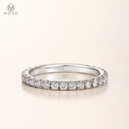 Ashley 3mm round moissanite eternity ring low side view