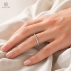 Ashley 2mm moissanite full eternity ring worn on hand