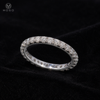Ashley moissanite full eternity ring on black velvet