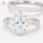 Avery 3ct marquise moissanite six prong setting detail