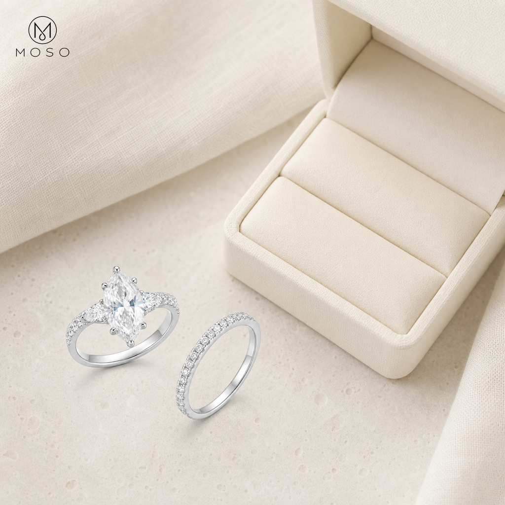 Avery bridal ring set with jewellery box
