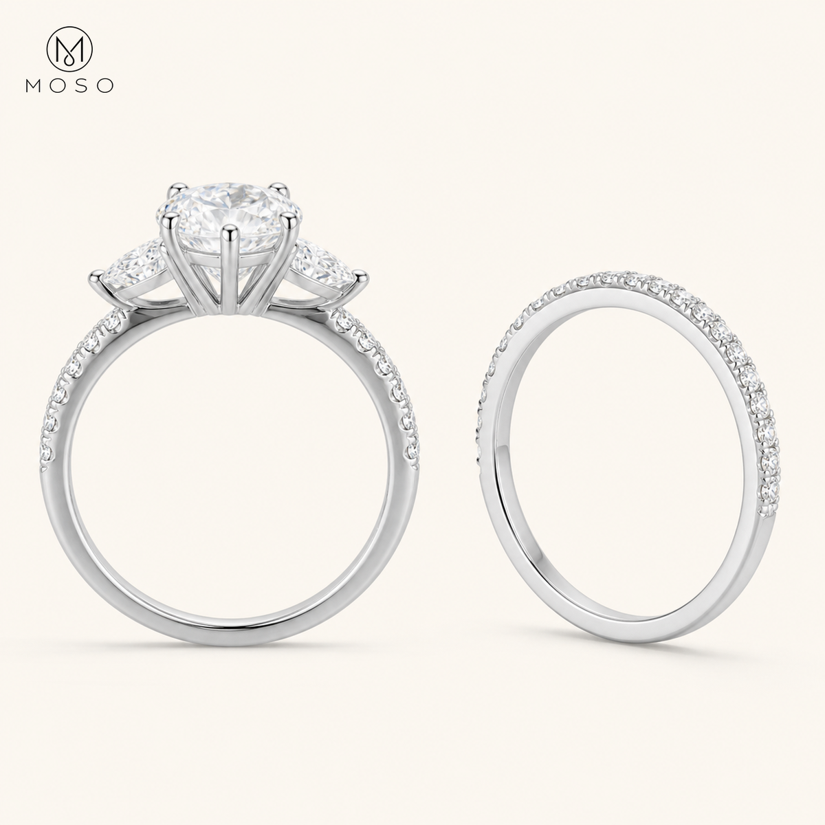 Avery 3ct marquise moissanite ring set side profile