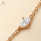 Brooklyn pear cut moissanite three prong setting macro detail
