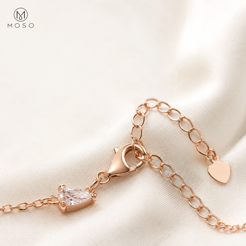 Brooklyn hand chain bracelet lobster clasp extender and heart tag detail