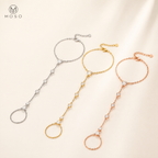 Brooklyn pear cut moissanite hand chain bracelet in silver gold and rose gold colours