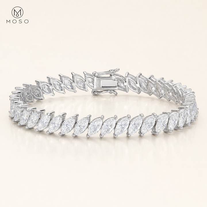 Camila one row marquise moissanite tennis bracelet on ivory, MOSO UAE