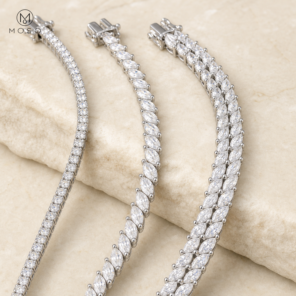Camila round, one row marquise and two row marquise bracelet comparison