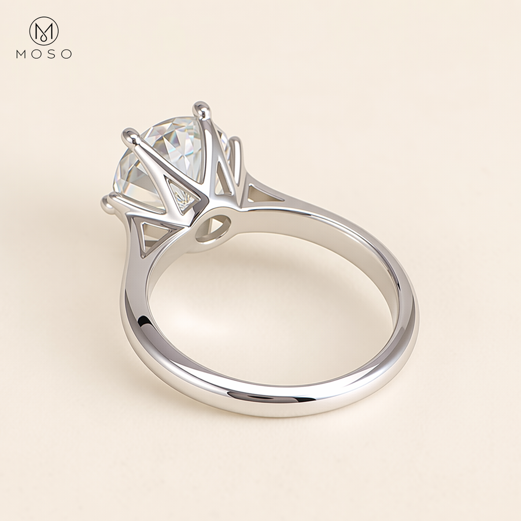 Charlotte moissanite ring open gallery rear view