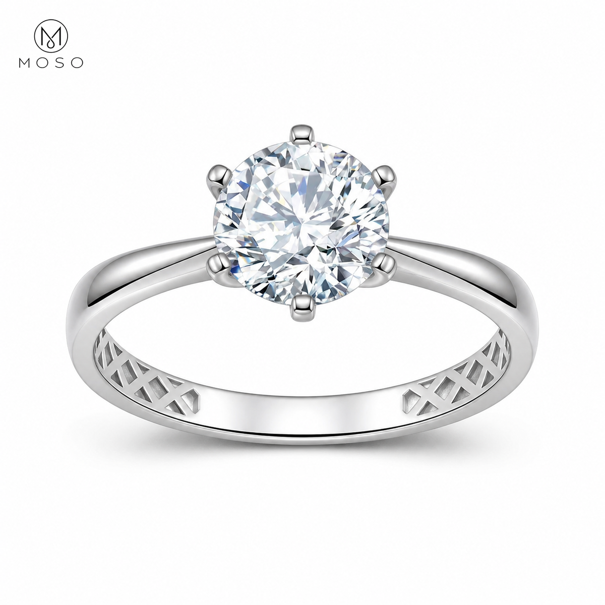 Claire 2 ct round moissanite solitaire ring front view
