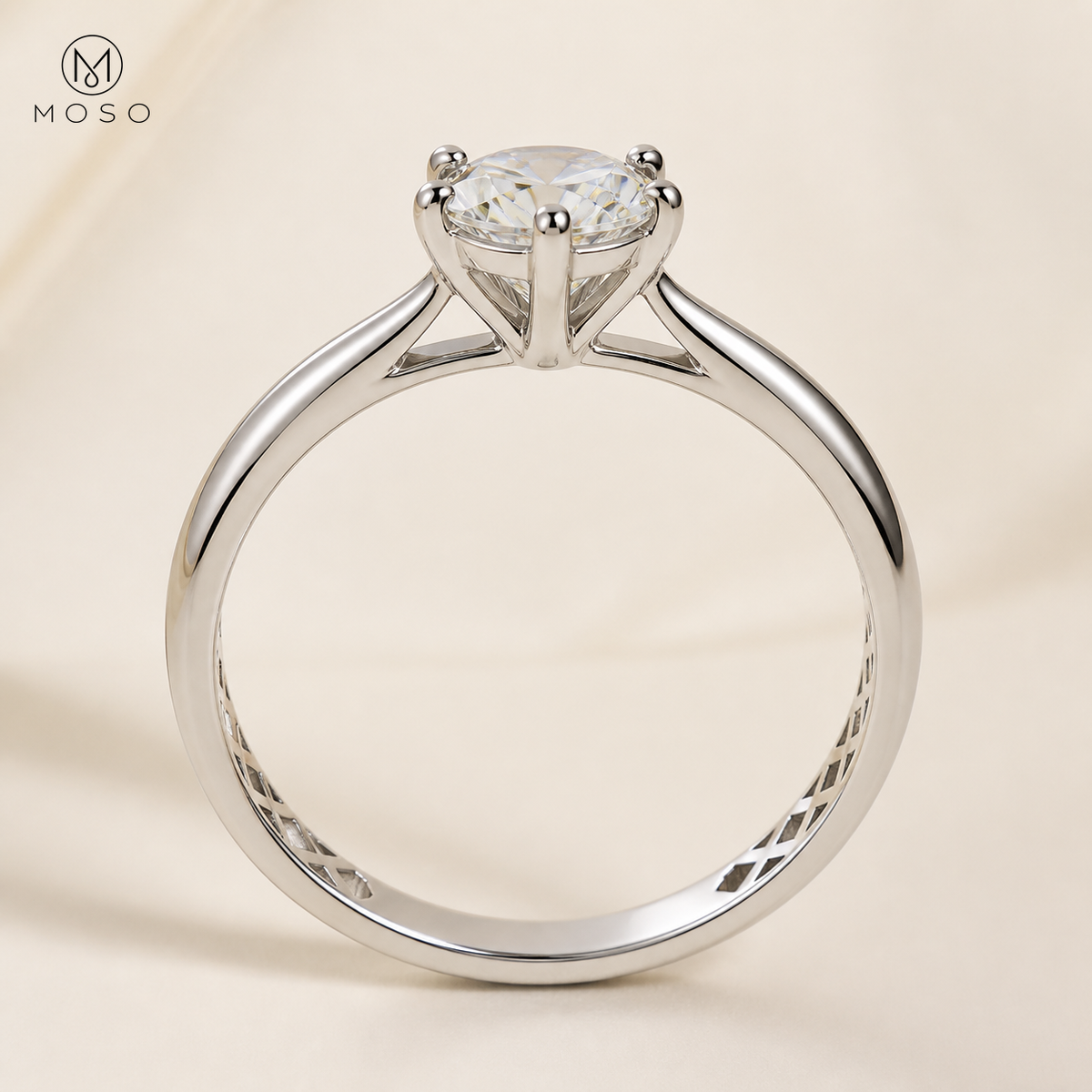 Claire round moissanite six prong solitaire side profile