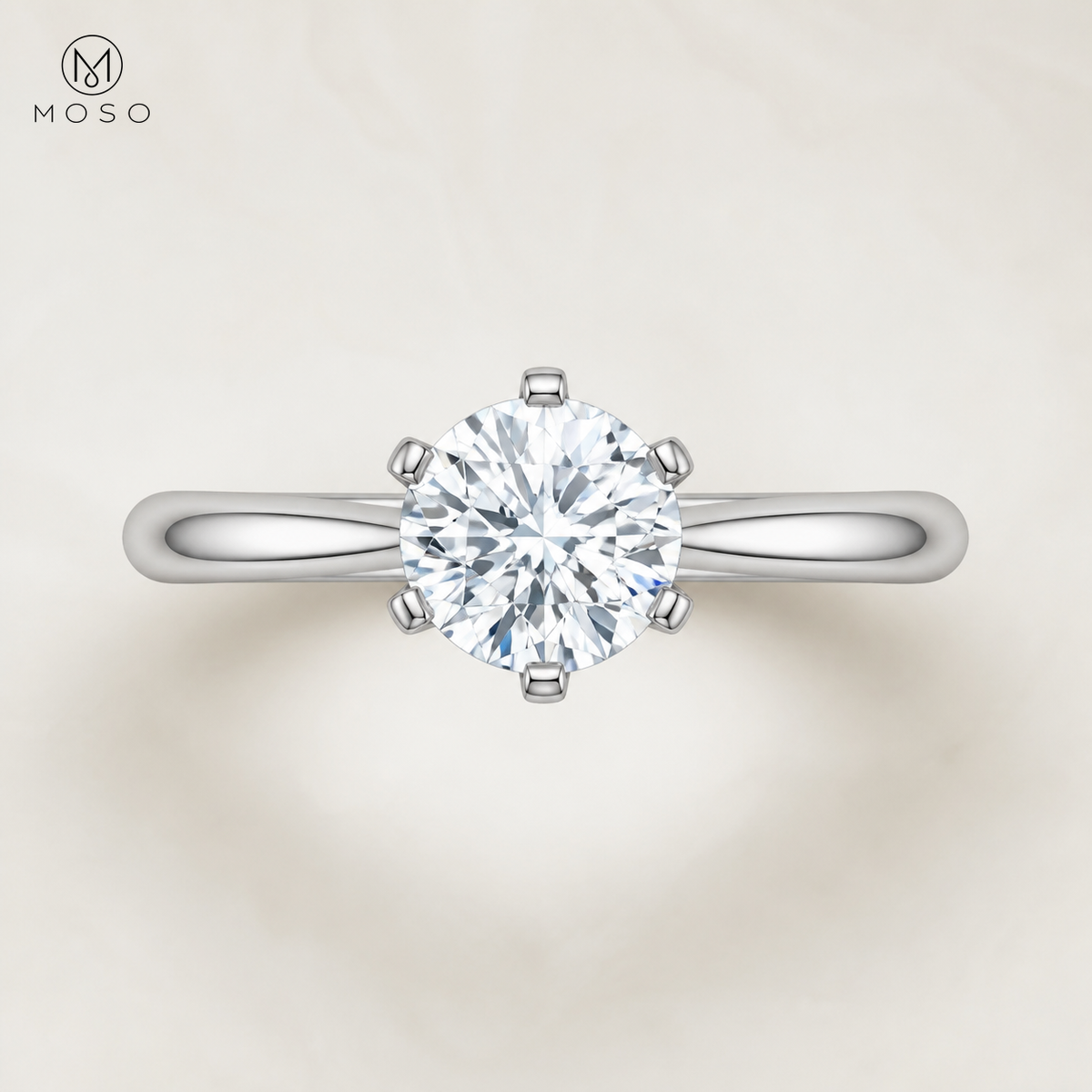 Claire round moissanite engagement ring top view