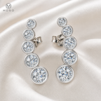 Eliana five stone silver moissanite drop earrings macro