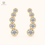 Eliana compact gold tone moissanite graduated drop earrings