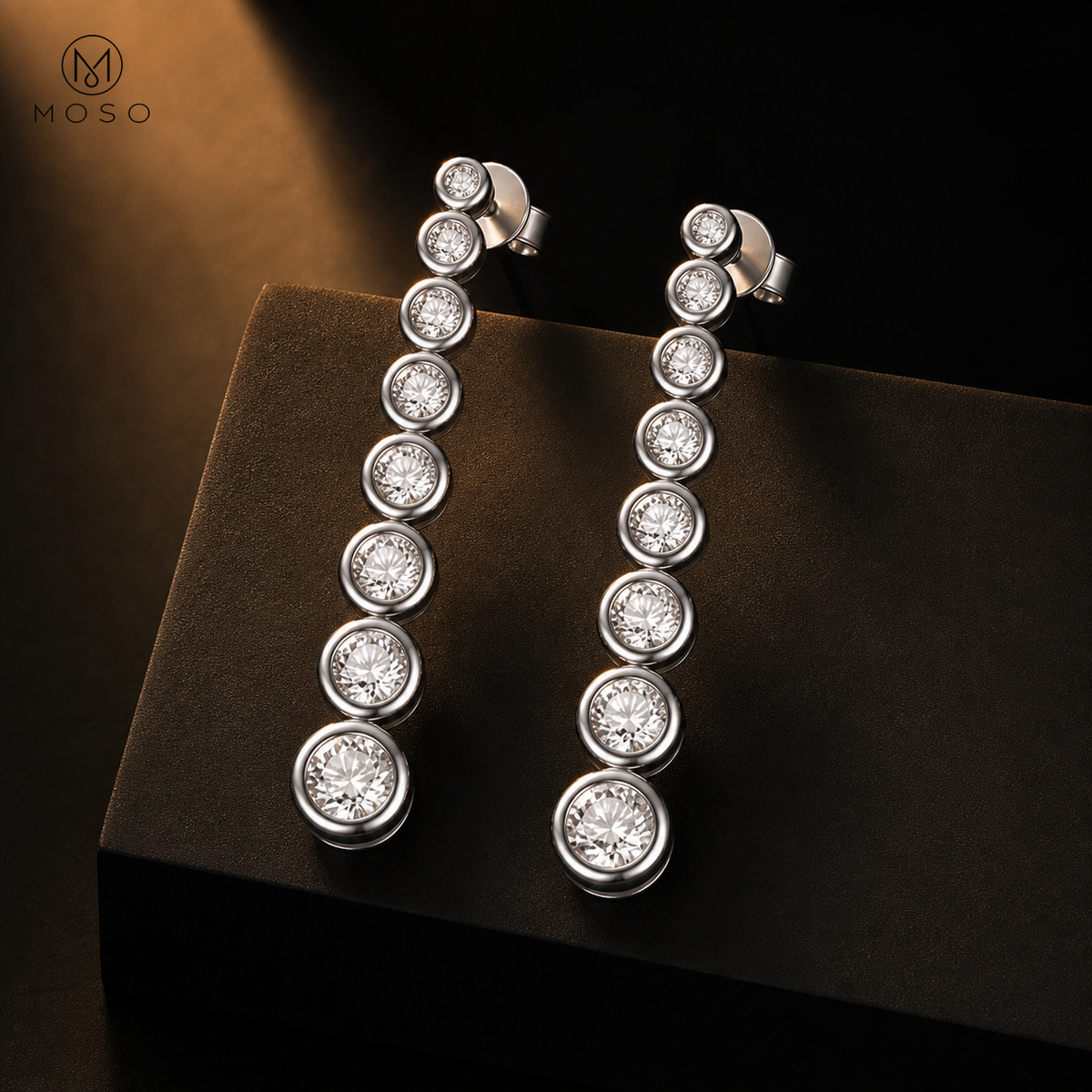 Eliana 38 mm 3.18cttw silver moissanite linear drop earrings