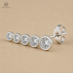 Eliana five stone bezel earring side profile