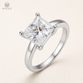 Ella princess cut moissanite solitaire ring on white background