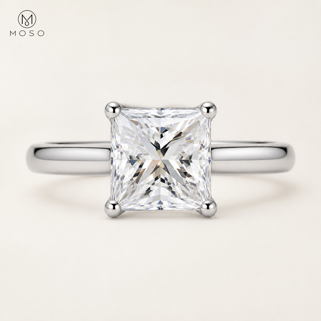 Ella princess cut moissanite ring top view