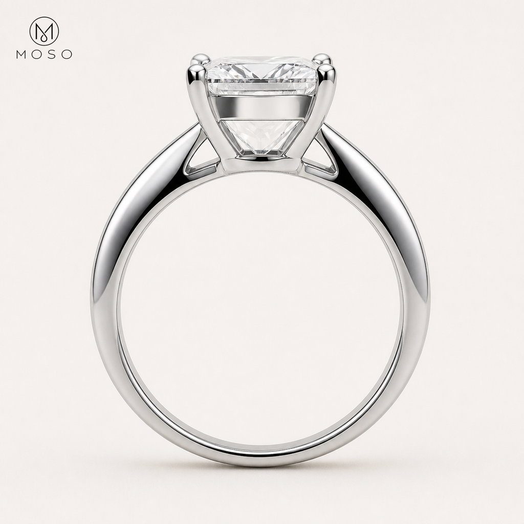 Ella four prong princess cut ring side profile