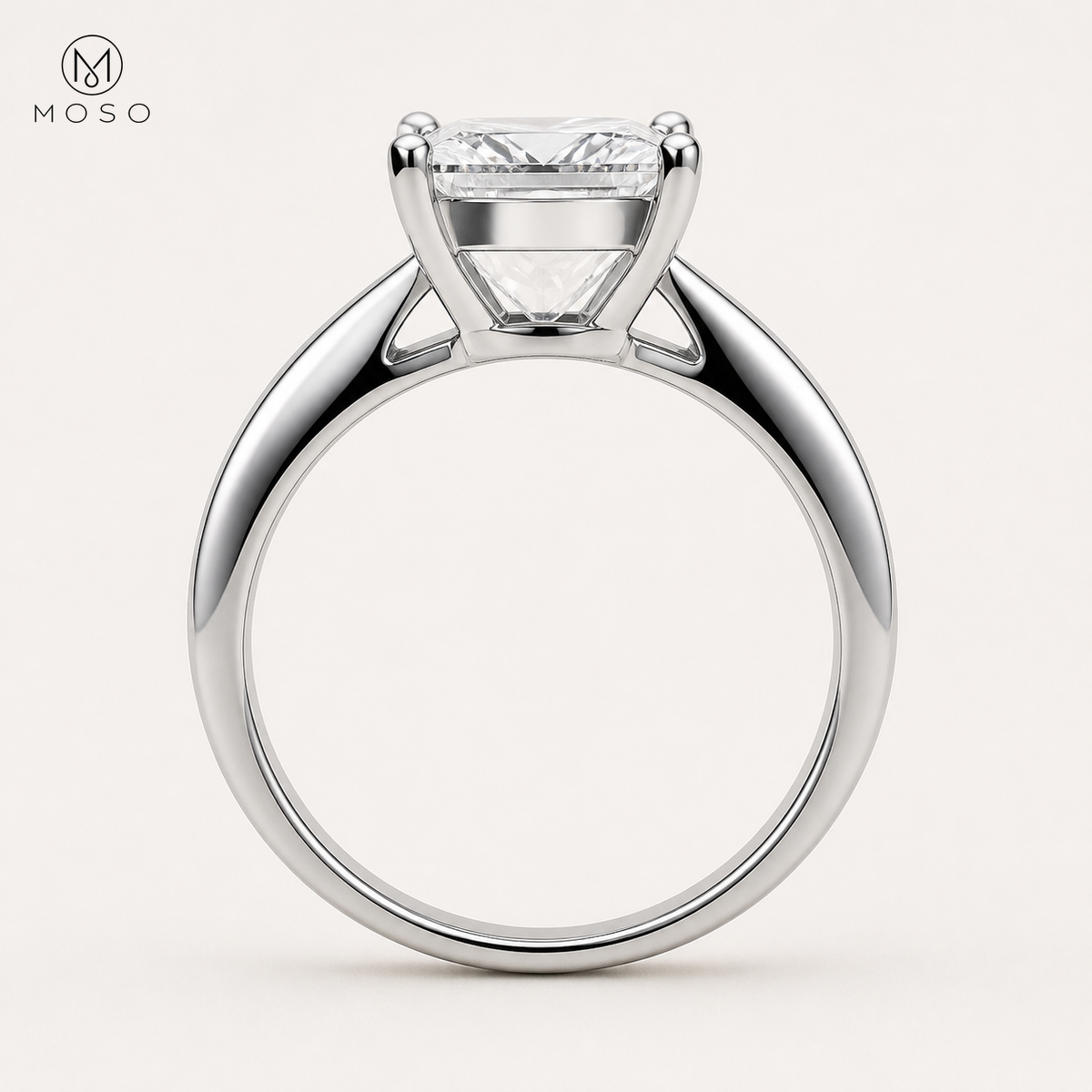 Ella four prong princess cut ring side profile