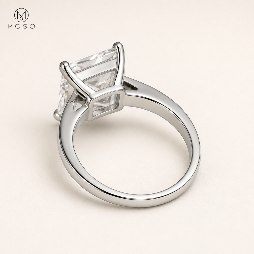 Ella princess cut solitaire ring rear profile
