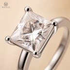 Ella princess cut moissanite four prong close up