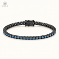 Ellie royal blue moissanite tennis bracelet in black tone sterling silver, 3 mm, MOSO UAE