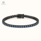 Ellie royal blue moissanite tennis bracelet in black tone sterling silver, 3 mm, MOSO UAE