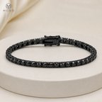 Ellie black moissanite tennis bracelet with 3 mm round stones