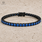 Ellie blue moissanite bracelet open basket and articulated link detail